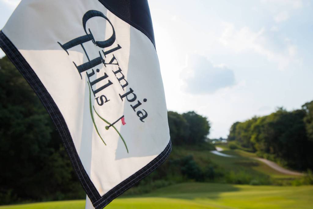 flag with Olympia Hills logo